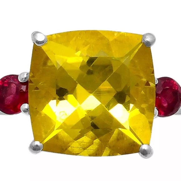 Gorgeous faceted lemon quartz sterling silver rings - Picture 5 of 5